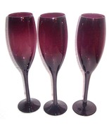 (3) CRANBERRY RED CHAMPAGNE HAND CRAFTED SLEEK GLASSES - $102.08 CAD
