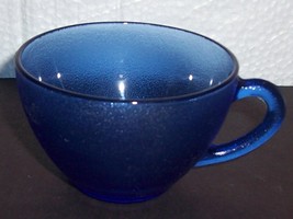 (3) Cobalt Blue Frosted Glass Tea Cups Made in Brazil - $39.90