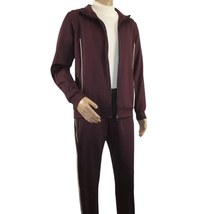 Men's Monte Carlo Turkey Jogging Suit 2pc Jump Set Stretchable 95164 Burgundy image 3