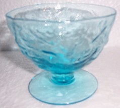 (3) Vintage Crystal Blue Pressed Glass Designed  Sherbet Dessert Glasses - £47.21 GBP