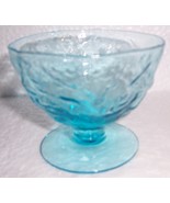 (3) Vintage Crystal Blue Pressed Glass Designed  Sherbet Dessert Glasses - $60.00