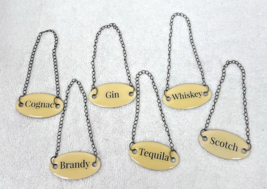 6PC Liquor Decanter Labels Butter Yellow Whiskey Brandy Scotch Tequilla ... - $22.28