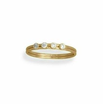 14k oro giallo riempito 4 CZ&#39;s Double Wire Ring Bezel Impilabile Band - £41.59 GBP