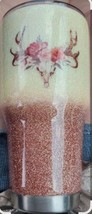 Deer Skull Cup, Stainless Steel Tumbler, Country Girl, Glitter, Rose Gold Bronze - $34.65