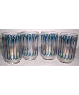 (4) VINTAGE LIBBEY&#39;S BLUE &amp; GOLD SPARKLE COLOR GLASSES - £55.24 GBP