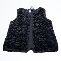 Evan Picone Black Faux Fur Open Front Vest Size Large Bust 42 Inches NWT - £30.26 GBP