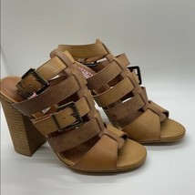 Dolce by Mojo Moxy Caged Sandals Womens Sz 6.5 Stacked Heel Slingback Shoes - £21.71 GBP