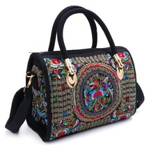 New Women Floral Embroidered Handbag Ethnic Boho Canvas Shopping Tote Zipper Bag - £15.44 GBP
