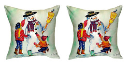 Pair of Betsy Drake Snowman No Cord Pillows 18 Inch X 18 Inch - £77.66 GBP