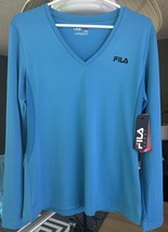 NEW Women&#39;s FILA Sport Shirt w/ Vented Sides Size LARGE - Turquoise Spandex/Poly - £12.65 GBP