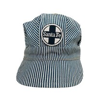 Santa Fe Railroad Train Engineer Hat Adult 6 3/4 Blue White Stripe Cotton  - $18.00