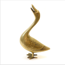 Goose Duck Bird Swan Solid Brass Ornate Figurines Vintage 9&quot; height Taiwan - £8.74 GBP