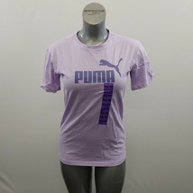 Puma V Neck Purple T Shirt Women&#39;s Size XS Short Sleeve Cotton Cat Logo ... - £7.00 GBP