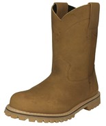 Mens Light Brown Work Boots Leather Non Slip Oil Resistant Sole Pull On ... - $97.58 CAD
