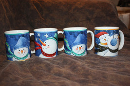 Snowmen Holiday Coffee Mugs - Set of 4 - £7.81 GBP