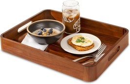 Acacia Wooden Serving Trays With Handles For Eating, Appetizers, Food,, ... - £35.85 GBP