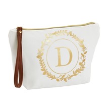 Gold Letter D Monogram Personalized Makeup Bag, Cosmetic Pouch, 10 X 3 X 6 In - £25.72 GBP