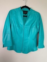 Lafayette 148 Super Soft Leather Jacket Blazer Green Size 4 - £110.97 GBP