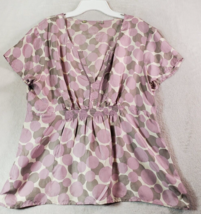 Boden Blouse Top Womens Size 12 Multi Polka Dot 100% Silk Short Sleeve V Neck - £12.49 GBP