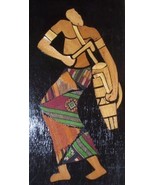 AFRICA GHANA KENTE CLOTH MALE PORTRAIT WOOD CARVED ART - $167.92 CAD