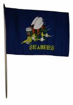 12x18 12&quot;x18&quot; U.S. Navy Seabees Sea Bees Stick Flag wood staff - £23.83 GBP