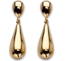 14K Yellow Gold Nano Diamond Resin Filled Teardrop Earrings - £304.68 GBP
