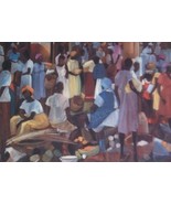 AFRO AMERICAN CARIBBEAN MARKETPLACE LAMINATED ART TILE - $49.64