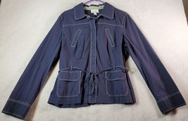 LOFT Shacket Womens Size 14 Navy Long Sleeve Collared Snap Button Front EUC - £19.08 GBP