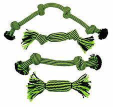 MPP Large Rugged Rope Dog Toys Tough Braided Knot Green Black Pet Dental Chew Tu - £14.08 GBP+