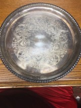 Wm Rodgers  12 1/2&quot;  Round Platter Tray Etched Floral - $18.32