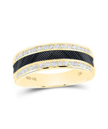14kt Yellow Gold Mens Round Diamond Wedding Double Row Band Ring 1/2 Cttw - £1,328.37 GBP