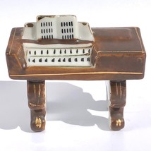 Dollhouse Miniature Piano Organ Ceramic Brown Gold Trimmed Made Occupied Japan - $9.99