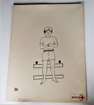 Vtg American National Red Cross Basic First Aid Drawing 2 Side Ephemera ... - £23.56 GBP