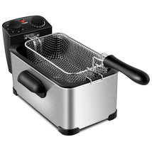 Costway 3.2 Quart Electric Deep Fryer 1700W Stainless Steel w/Frying Basket Home - £87.92 GBP