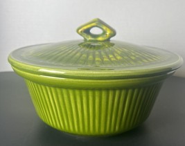 VTG covered Casserole Dish  Ceramic drip green  Glaze California POTTERY - £20.11 GBP