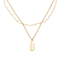 Layered Wavy Chain Teardrop Necklace 16in - £8.79 GBP