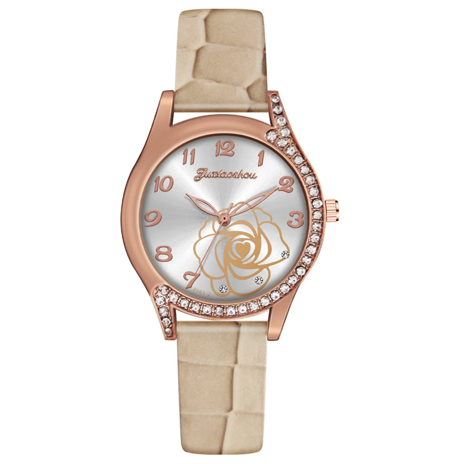 2024 New   Ladies Leather Steel Rose Digital Watch Water  Casual Strap Fashion   - £83.56 GBP