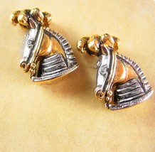 Circus Horse Cufflinks Vintage figural Horse head with Royalty Plume Dre... - £86.91 GBP