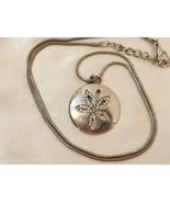 Vintage Silver Tone Sand Dollar Charm Pendant Nedklace Chain Included 19... - £11.68 GBP