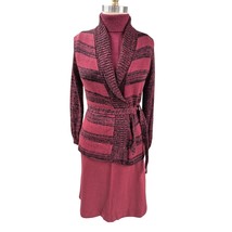 70s 80s vtg Herald House Cranberry Sweater Set Top/Skirt/Cardigan Set Ac... - $97.02