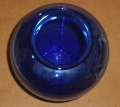 BLUE COBALT HAND BLOWN BULBOUS GLASS VASE MADE IN ITALY - £58.98 GBP