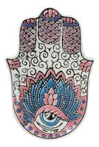 Pink Chakra Hamsa Palm Mandala and Evil Eye Ceramic Dish Brass Incense H... - €15,55 EUR