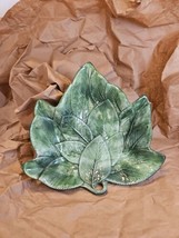 Vintage Vietri Italy 9061 Majolica Leaf Foglia Fresca Bowl Plate Dish Se... - $37.39