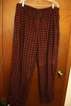Men&#39;s Izod Red Black Plaid Fleece Sleepwear Lounge Pants XL - £7.82 GBP
