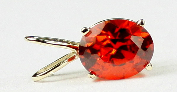 P002, Created Padparadsha Sapphire, 14KY Gold