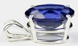 Created Blue Sapphire, 925 Sterling Silver Pendant, SP006 - $66.81