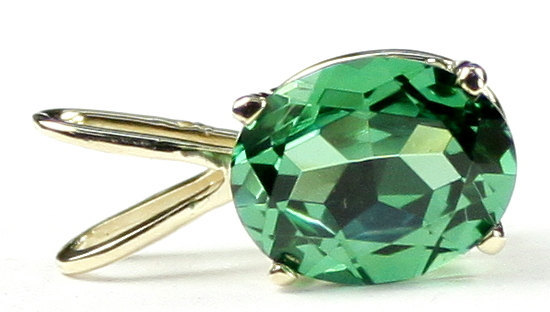 P002, 10x8mm, 3.3 ct, Created Emerald Spinel, 14KY Gold