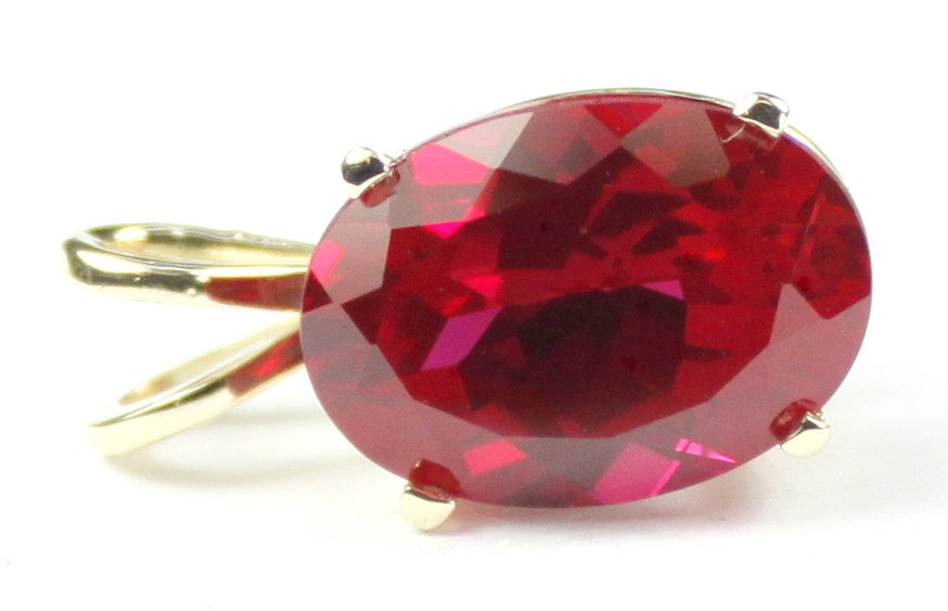 P006, 7ct Created Ruby, 14KY Gold