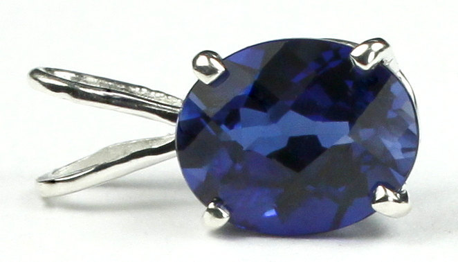 SP002, Created Blue Sapphire, 925 Sterling Silver Pendant