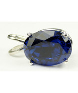 SP004, 16x12mm, 12 ct Created Blue Sapphire, 925 Sterling Silver Pendant - £95.88 GBP